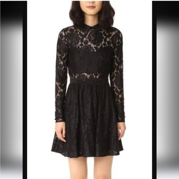 Likely Revolve Fillmore Lace Long Sleeve Gothic Sweetheart Dress Black NWT - Picture 1 of 7